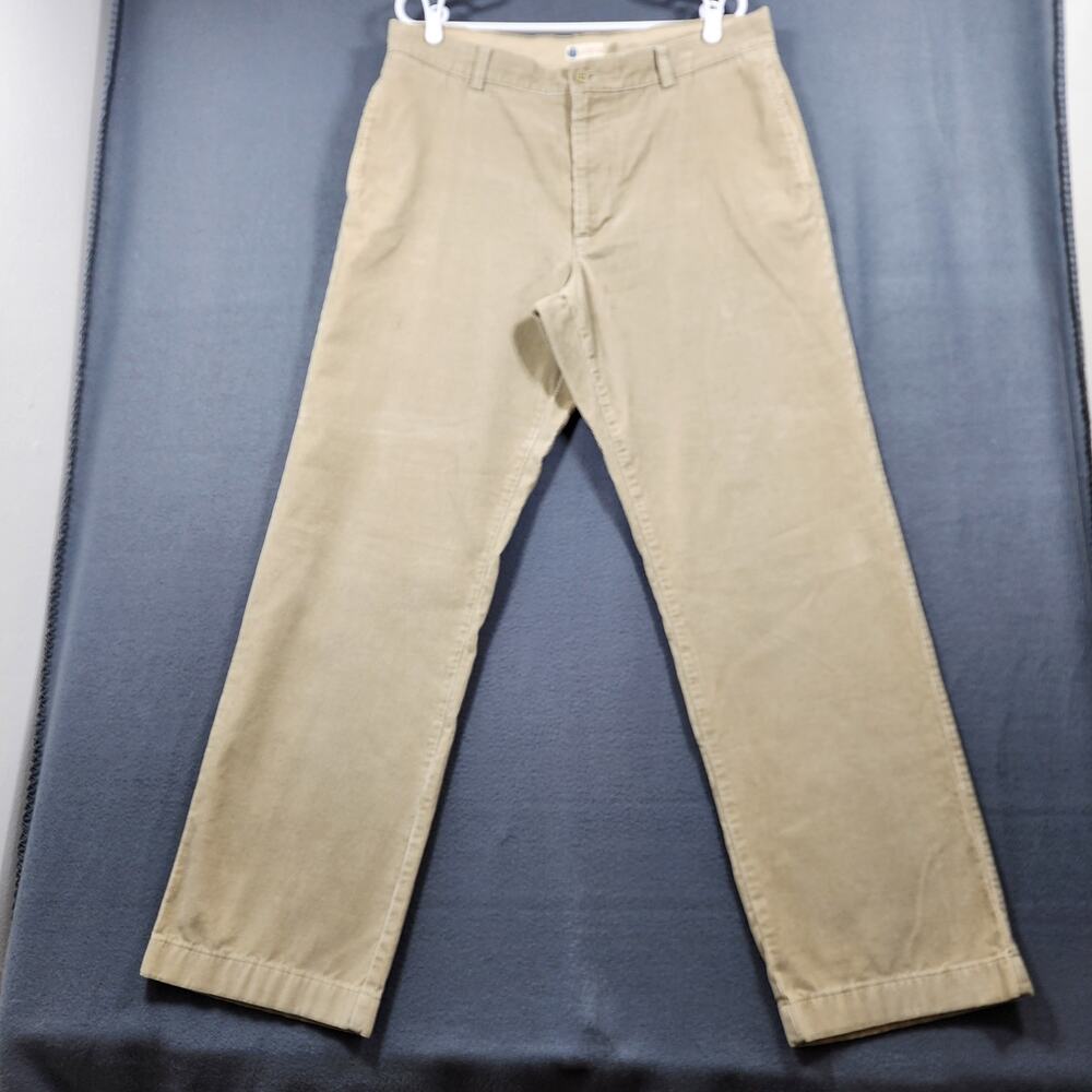 J Crew Mens Pants 36x32 Beige Corduroy Straight Flat Front Cotton Academia Y2K